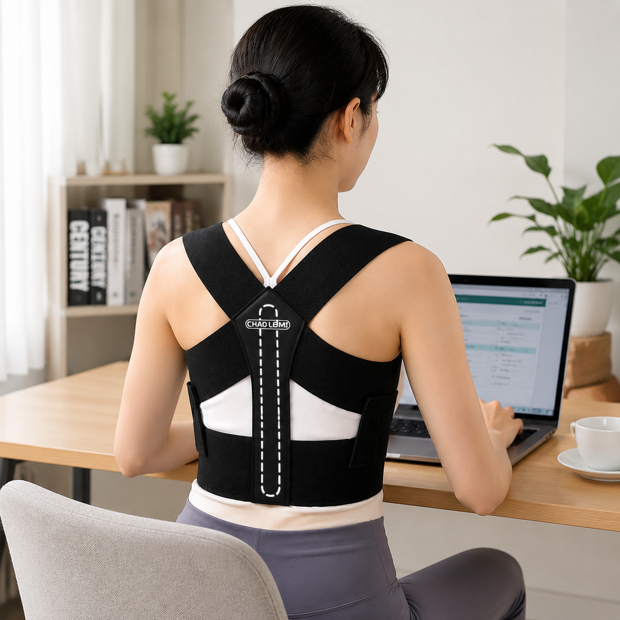 Adjustable cervical spine correction brace for neck posture support